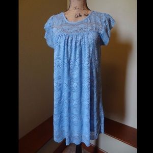 Blue lace shift dress